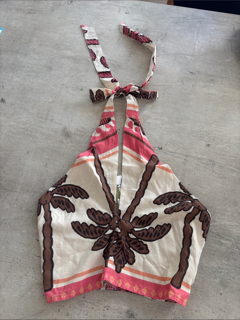 Marine Layer Kids Halter One-Piece in Cream, Pink & Brown